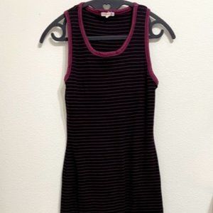 Sundry knit dress size 1 sleeveless like new maxi black purple stripes bodycon